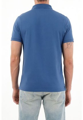 Tennis Polo Azul Lycra-Algodón Para Hombre