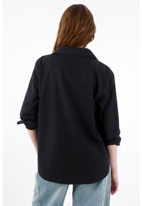 Tennis Camisa Amplia En 100% Algodón Negro Para Mujer