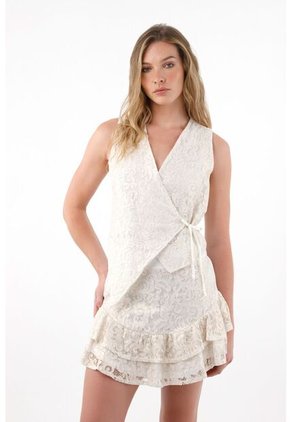 Chaleco Con Escote En V Crudo Para Mujer