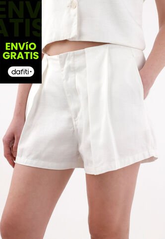 Tennis Short Tiro Alto Con Tablas Crudo Para Mujer Tennis