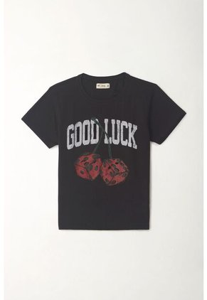 Tennis Camiseta Manga Corta Estampada Negra Para Mujer