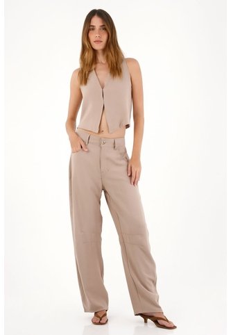 Tennis Pantalón Horseshoe De Tela Con Caída Crudo Para Mujer Tennis