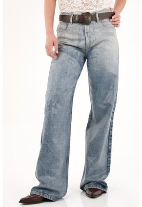 Tennis Jean Wide Leg Tiro Alto Con Lavado Degradé Para Mujer