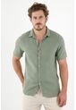 Camisa Verde En 100% Lino Para Hombre de Tennis