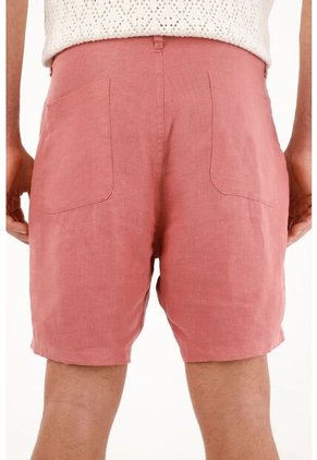 Bermuda Chino En 100% Lino Naranja Para Hombre