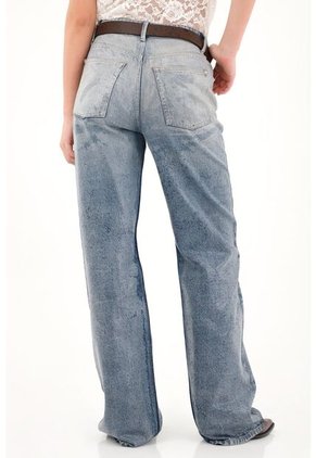 Tennis Jean Wide Leg Tiro Alto Con Lavado Degradé Para Mujer