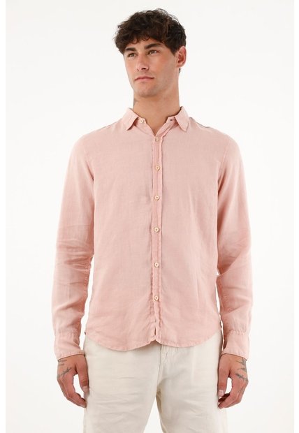 Camisa Manga Larga De 100% Lino Para Hombre