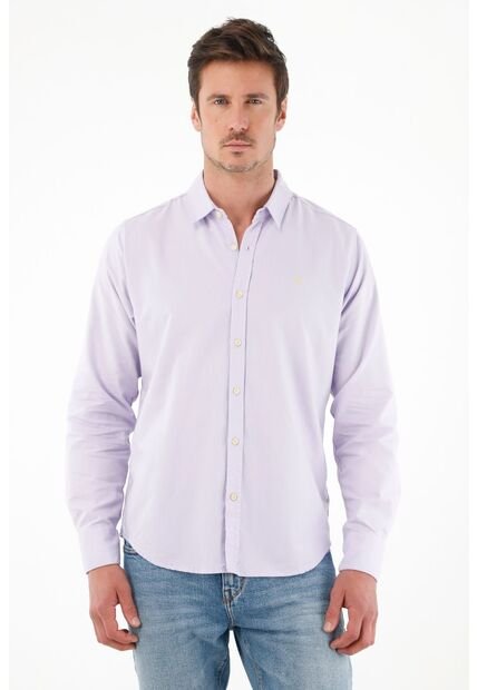 Camisa Manga Larga Morada Para Hombre