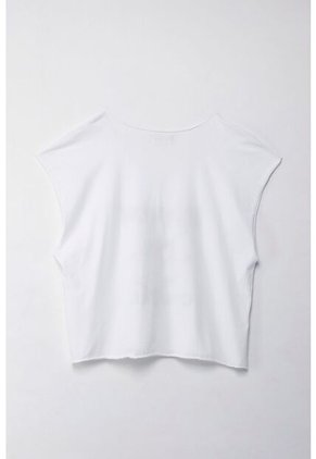 Tennis Camiseta Boxy Fit Manga Sisa Blanca Para Mujer