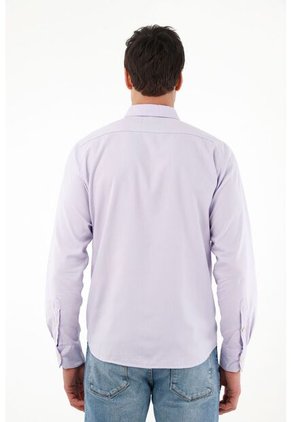Camisa Manga Larga Morada Para Hombre