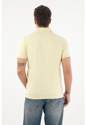 Tennis Polo En Piqué Licra  Amarilla Para Hombre