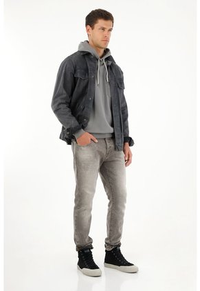 Tennis Buzo Hoodie De Diseño Cerrado Gris Para Hombre