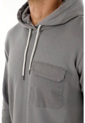 Tennis Buzo Hoodie De Diseño Cerrado Gris Para Hombre