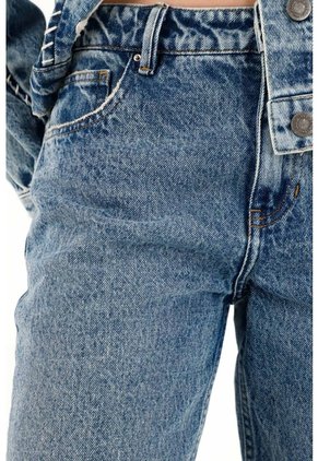 Tennis Jean Mom Azul Tiro Alto Para Mujer
