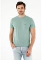 Camiseta Cuello Redondo Verde Para Hombre de Tennis