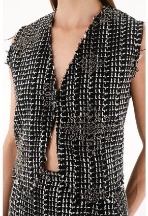 Tennis Chaleco Negro Tejido Para Mujer