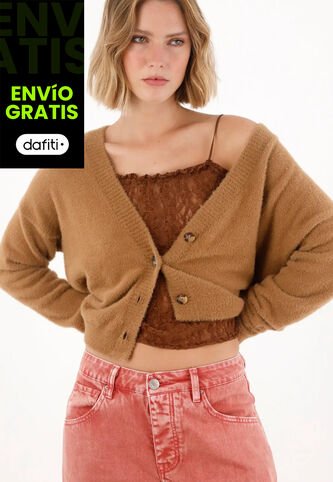 Tennis Buzo Tipo Cárdigan Café Para Mujer Tennis