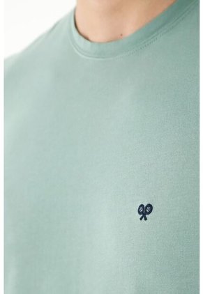 Camiseta Cuello Redondo Verde Para Hombre