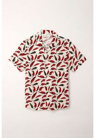Tennis Camisa Tipo Bowling Con Estampado De Chiles Para Hombre Tennis