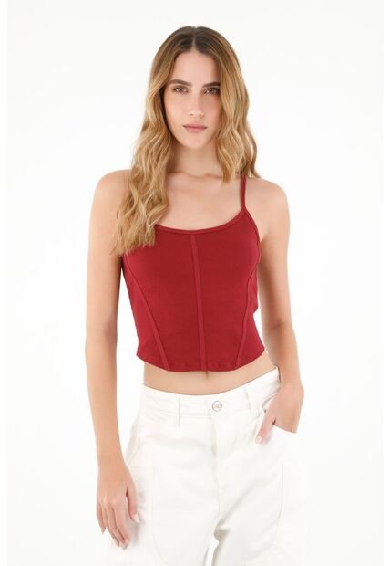 Tennis Camiseta Crop Top Roja Para Mujer