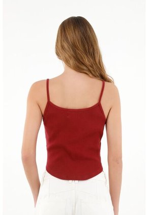 Tennis Camiseta Crop Top Roja Para Mujer