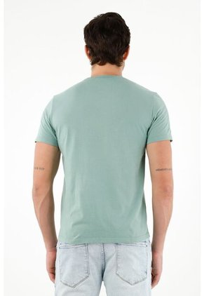 Camiseta Cuello Redondo Verde Para Hombre
