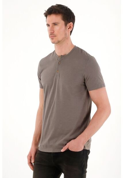 Tennis Camiseta De Cuello Neru Gris Para Hombre