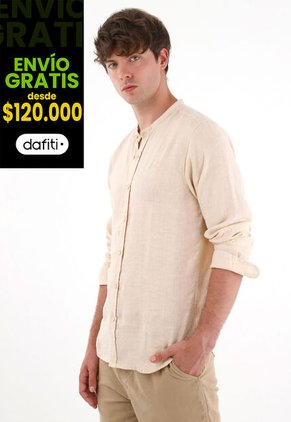 Camisa Manga Larga A Rayas Crudo Para Hombre