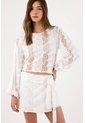 Tennis Camisa Holgada Con Encaje Floral Calado En Algodón Blanco Para Mujer de Tennis