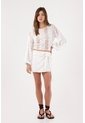 Tennis Camisa Holgada Con Encaje Floral Calado En Algodón Blanco Para Mujer de Tennis