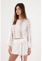 Tennis Camisa Holgada Con Encaje Floral Calado En Algodón Blanco Para Mujer de Tennis
