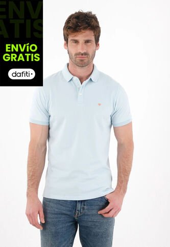 Tennis Polo En Tela Piqué Lycra Azul Para Hombre Tennis