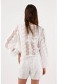 Tennis Camisa Holgada Con Encaje Floral Calado En Algodón Blanco Para Mujer de Tennis
