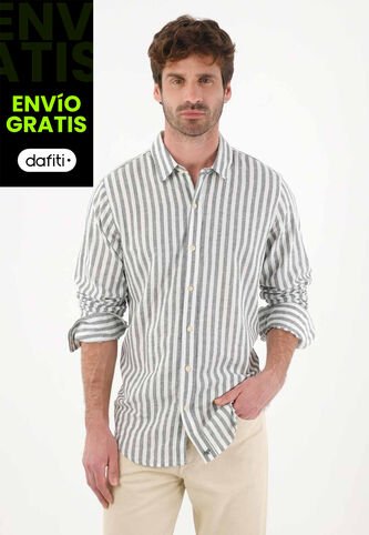 Tennis Camisa Preteñida A Rayas Verde Para Hombre Tennis