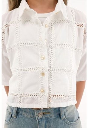 Camisa Con Diseño A Cuadros Crudo Para Niña