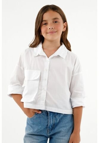 Camisa Blanca Con Cuello Clásico Para Niña Tennis