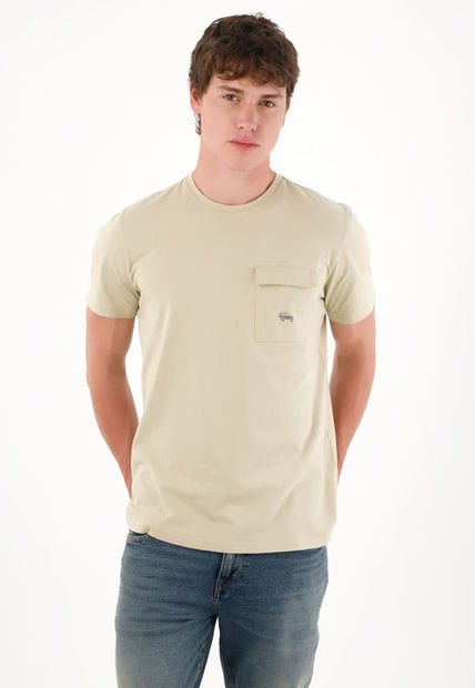 Camiseta Con Bolsillo De Tapa Café Para Hombre