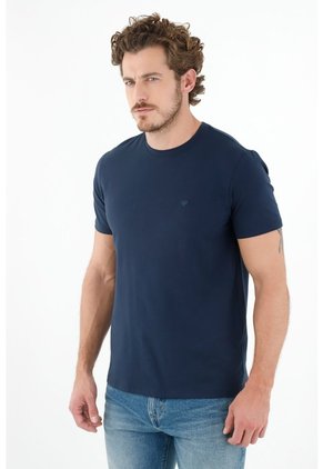 Tennis Camiseta Azul Cuello Redondo Para Hombre