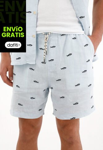 Tennis Bermuda Con Pretina Elástica Azul Para Hombre Tennis