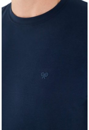 Tennis Camiseta Azul Cuello Redondo Para Hombre