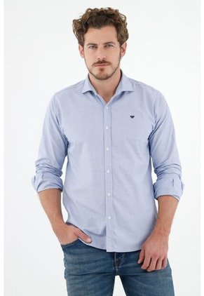 Tennis Camisa Azul Con Cuello Francés Para Hombre