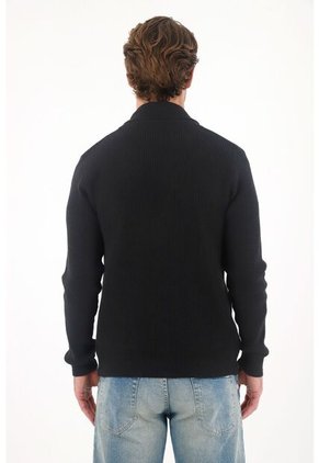 Tennis Buzo Tejido Tipo Cárdigan Negro Para Hombre