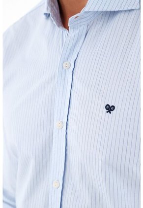 Camisa Con Diseño A Rayas Azul Para Hombre