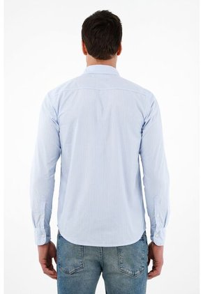 Camisa Con Diseño A Rayas Azul Para Hombre