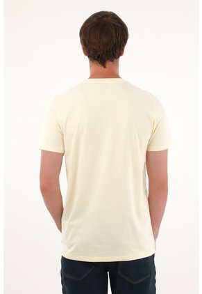 Camiseta Manga Corta En 100% Algodón Amarilla Para Hombre