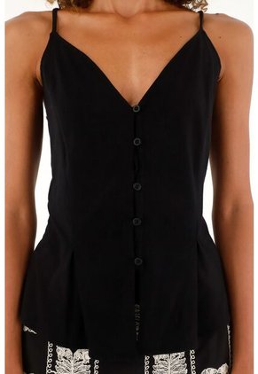 Tennis Camiseta De Tiras Graduables Negra Para Mujer