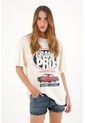 Tennis Camiseta Oversize Con Estampado Crudo Para Mujer de Tennis
