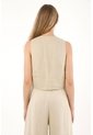 Chaleco En 100% Lino Con Escote Curvo Café Para Mujer de Tennis
