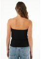 Tennis Camiseta Strapless Negra Con Escote Elástico Para Mujer de Tennis