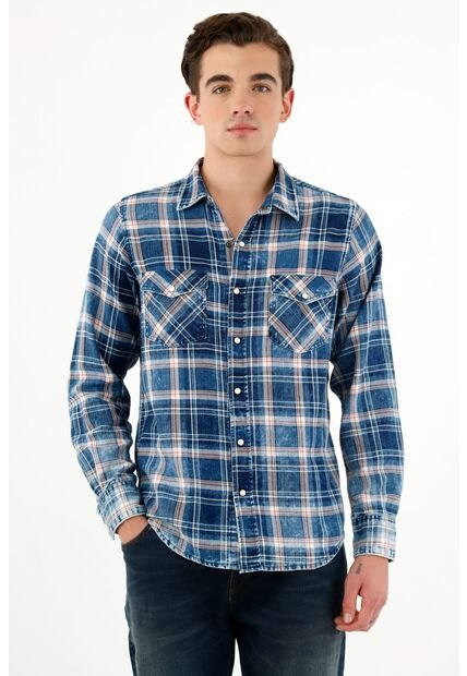 Tennis Camisa Leñadora Azul Para Hombre